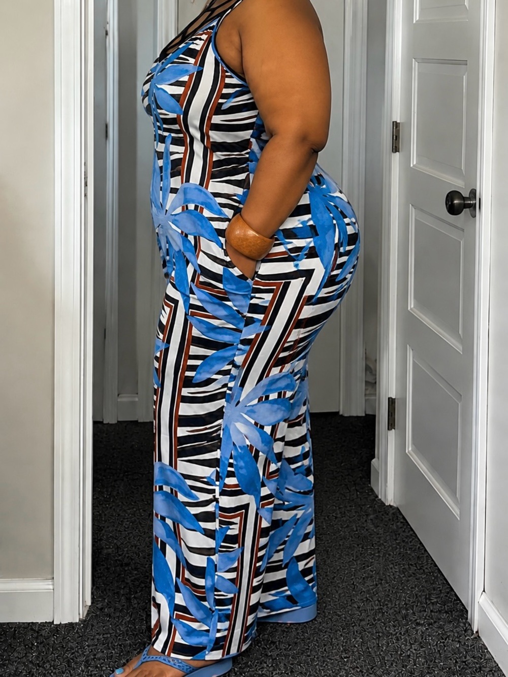 T.J.Maxx Blue Floral Jumpsuit 3X - Picture 4 of 6